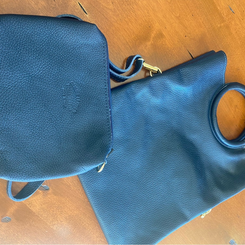 Chic Navy Blue Leather Crossbody Bag